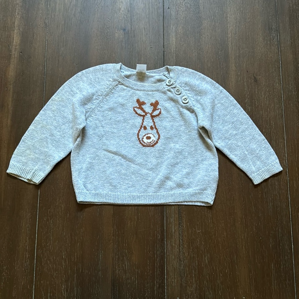 Size 9M Nordstrom Baby cotton knit reindeer deer sweater